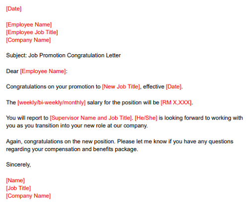 Job Promotion Letter